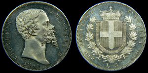 5 lire 1860 Vittorio Emanuele II Re Eletto